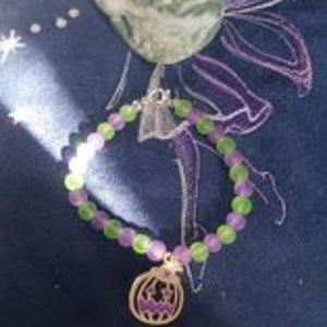 Purple Jack O Lantern Glass Bead Bracelet